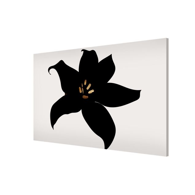 Magnettafel - Grafische Pflanzenwelt - Orchidee Schwarz und Gold - Hochformat 3:2
