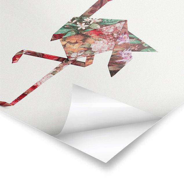 Poster - Jonas Loose - Origami Flamingo - Quadrat 1:1