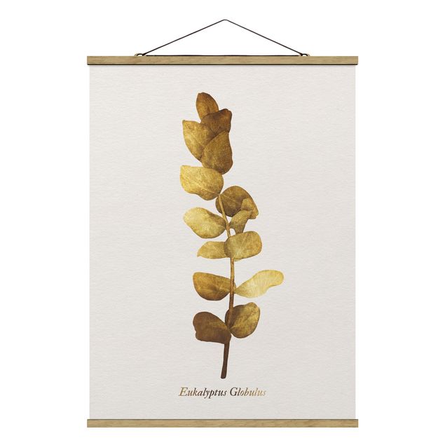 Stoffbild mit Posterleisten - Gold - Eukalyptus - Hochformat 3:4