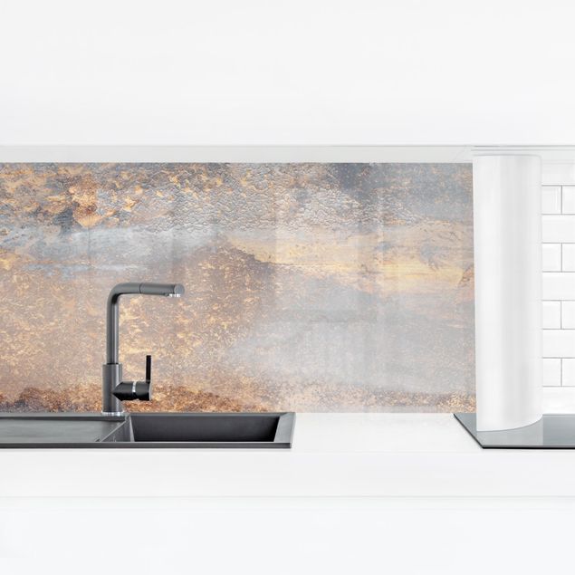 Küchenrückwand selbstklebend Gold-Grauer Nebel