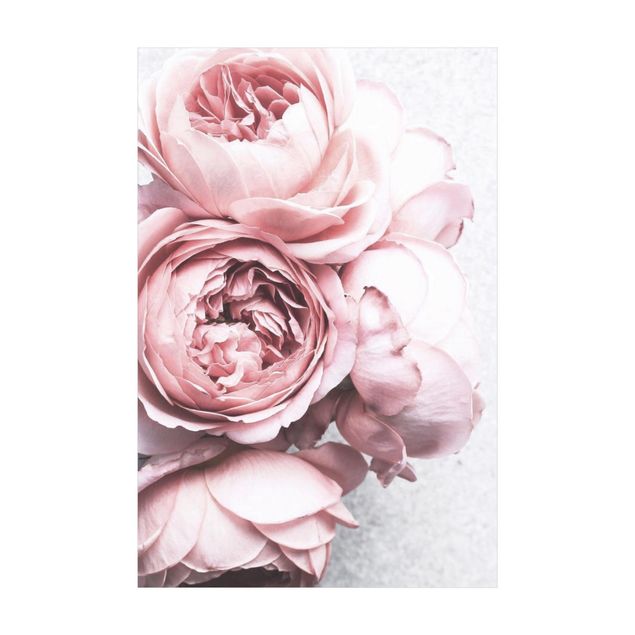 Teppich rosa Rosa Pfingstrosenblüten Shabby Pastell
