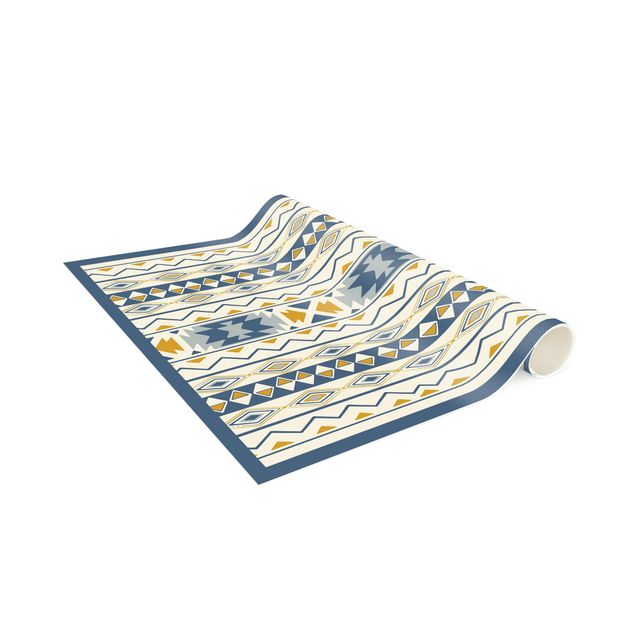 Vinyl-Teppich - Ikat Pastell mit Rahmen - Hochformat 1:2