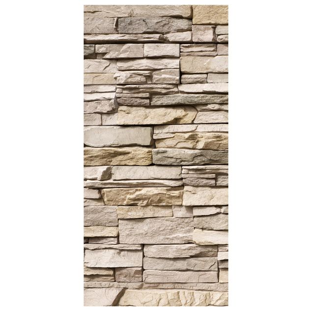 Raumteiler - Asian Stonewall - Steinmauer aus großen hellen Steinen 250x120cm