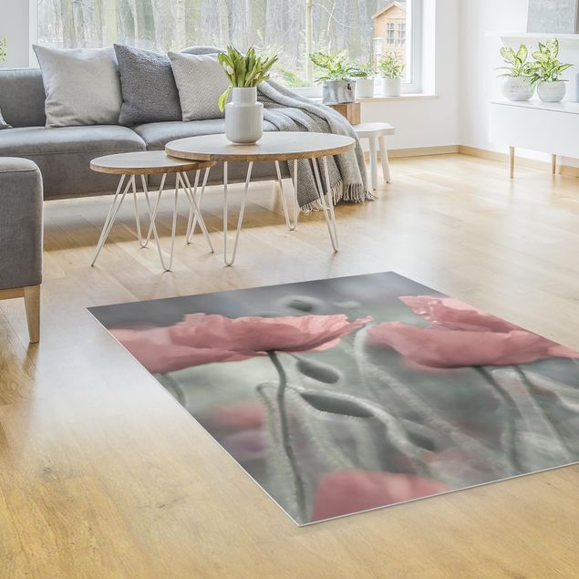 Moderner Teppich Malerische Mohnblumen