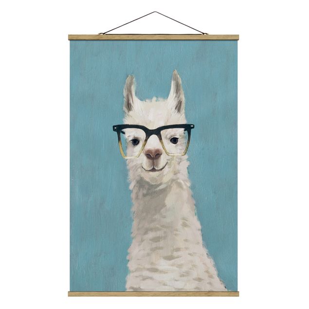 Stoffbild mit Posterleisten - Lama mit Brille IV - Hochformat 2:3