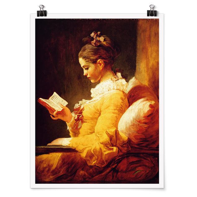 Poster - Jean Honoré Fragonard - Lesendes Mädchen - Hochformat 3:4