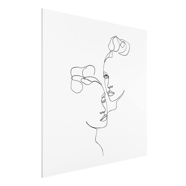 Forex Fine Art Print - Line Art Gesichter Frauen Schwarz Weiß - Quadrat 1:1