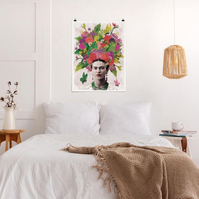 Poster - Frida Kahlo - Blumenportrait - Hochformat 3:4