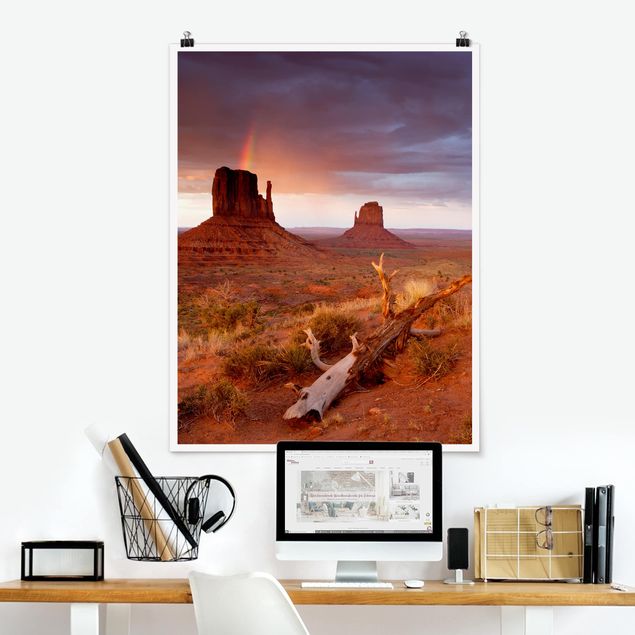 Poster - Monument Valley bei Sonnenuntergang - Hochformat 3:4