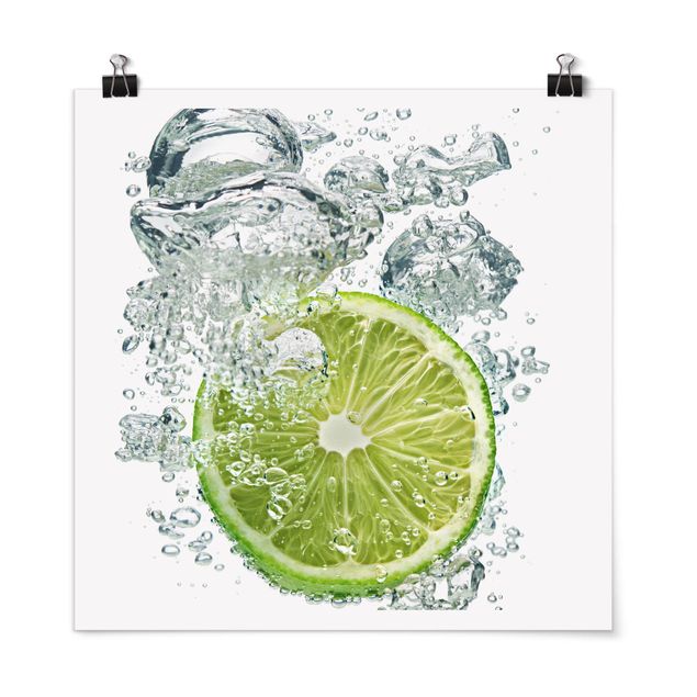 Poster - Lime Bubbles - Quadrat 1:1