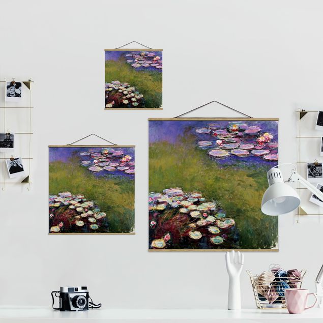 Stoffbild mit Posterleisten - Claude Monet - Seerosen - Quadrat 1:1
