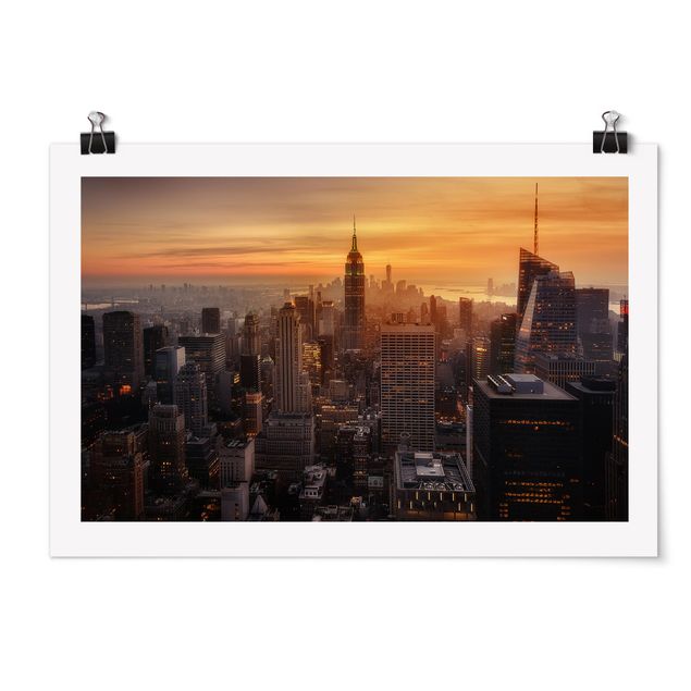 Poster - Manhattan Skyline Abendstimmung - Querformat 2:3