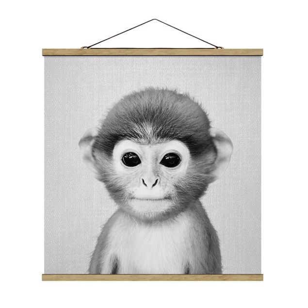 Moderne Poster Baby Affe Anton Schwarz Weiß