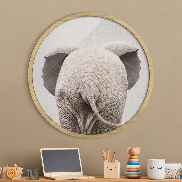 Moderne Bilder mit Rahmen Baby Elefant von hinten