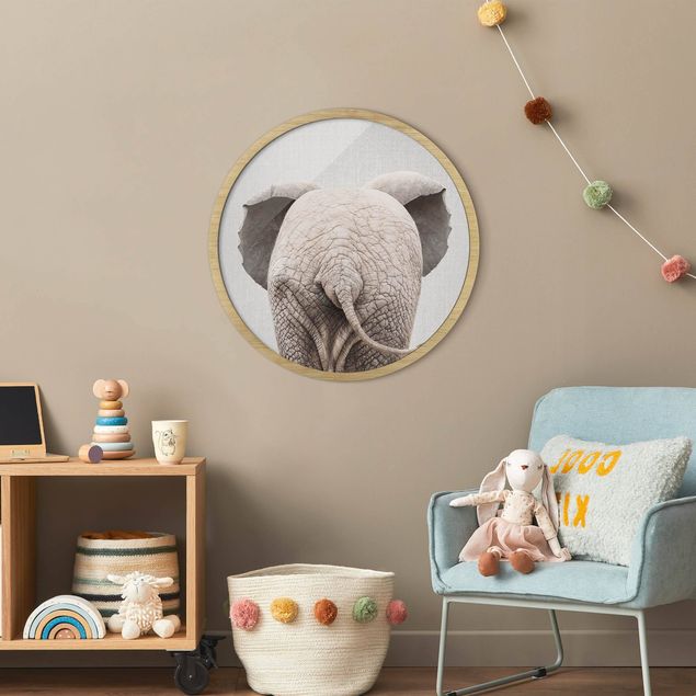 Tiere Bilder mit Rahmen Baby Elefant von hinten