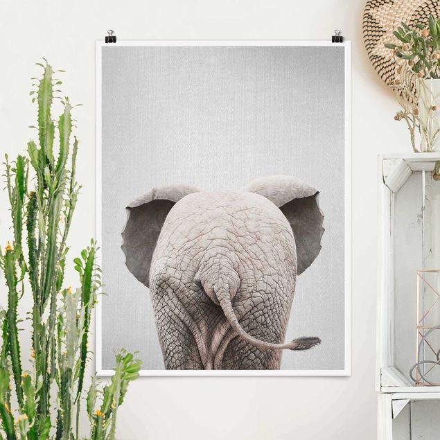 Poster Elefanten Baby Elefant von hinten