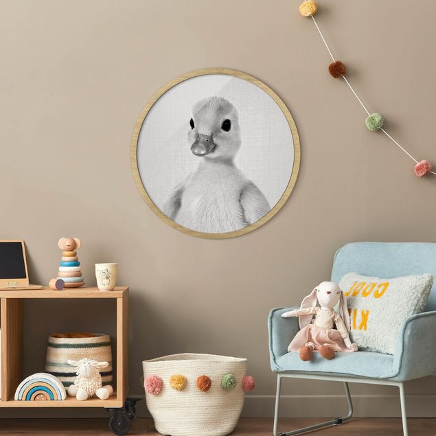 Moderne Bilder mit Rahmen Baby Ente Emma Schwarz Weiß