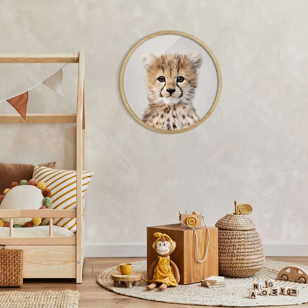 Runde Wandbilder Baby Gepard Gino