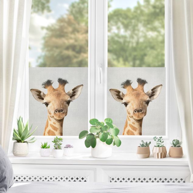 Fensterbilder Folie Baby Giraffe Gandalf