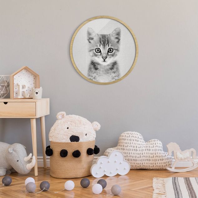Moderne Bilder mit Rahmen Baby Katze Killi Schwarz Weiß