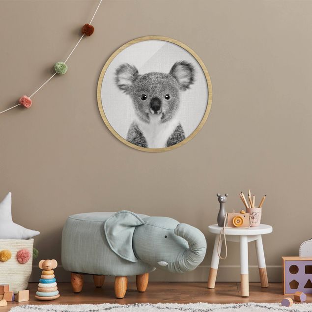 Moderne Bilder mit Rahmen Baby Koala Klara Schwarz Weiß