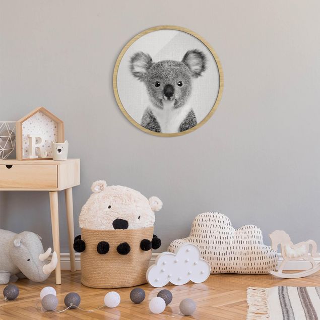 Tiere Bilder mit Rahmen Baby Koala Klara Schwarz Weiß