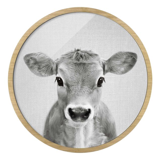 Wandbilder Baby Kuh Kira Schwarz Weiß