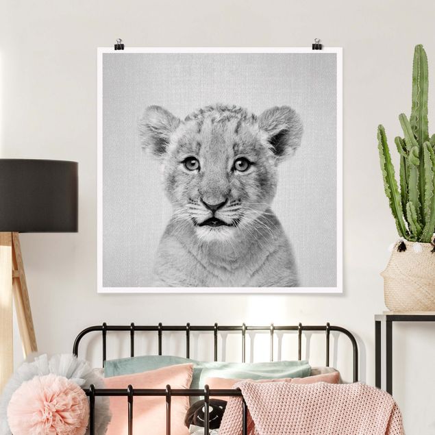 Poster Löwen Baby Löwe Luca Schwarz Weiß