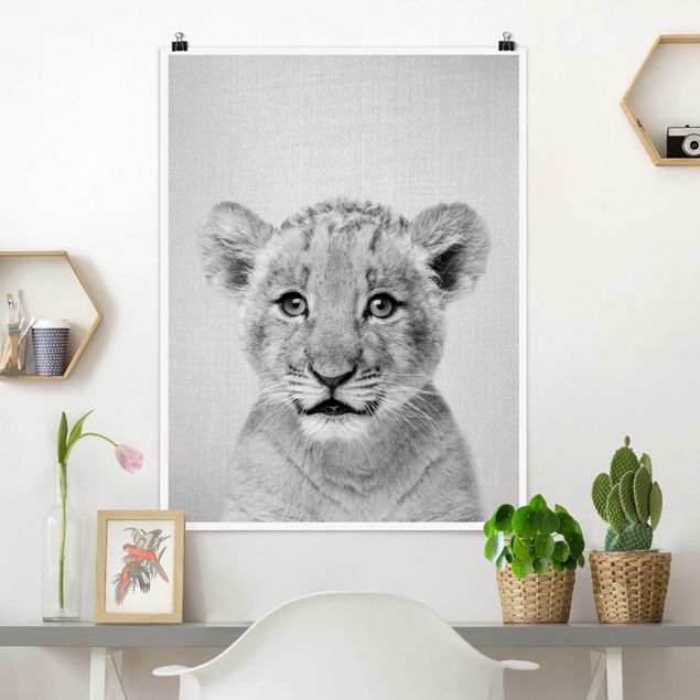 Poster Löwen Baby Löwe Luca Schwarz Weiß