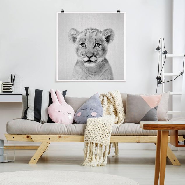 Poster Tiere Baby Löwe Luca Schwarz Weiß