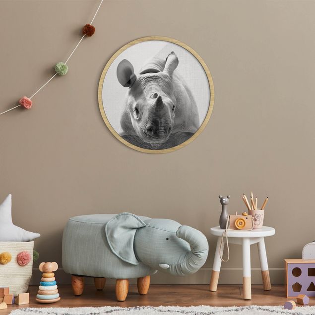 Moderne Bilder mit Rahmen Baby Nashorn Nina Schwarz Weiß
