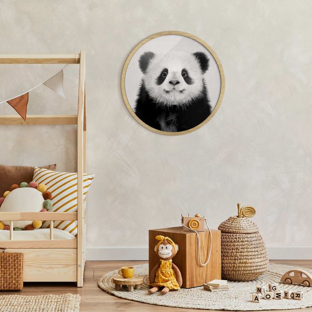 Tiere Bilder mit Rahmen Baby Panda Prian Schwarz Weiß