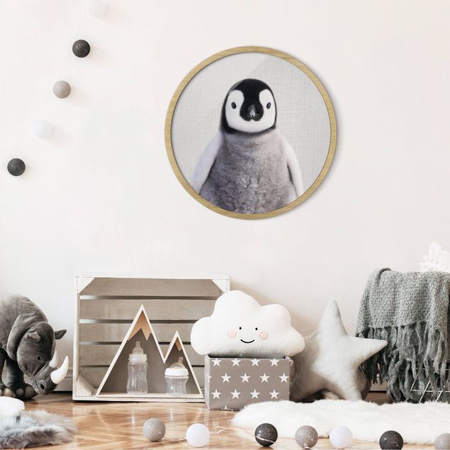 Runde Bilder mit Rahmen Baby Pinguin Pepe