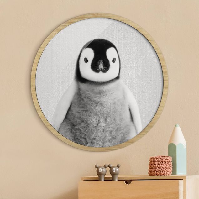 schwarz-weiß Bilder gerahmt Baby Pinguin Pepe Schwarz Weiß