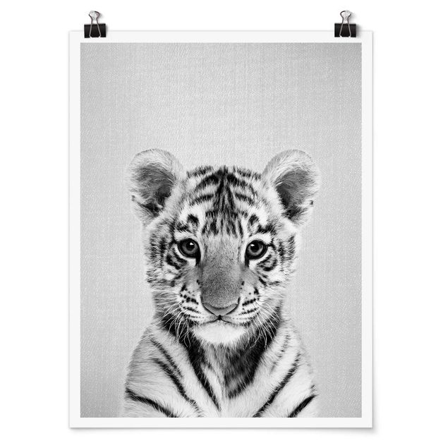 Moderne Poster Baby Tiger Thor Schwarz Weiß