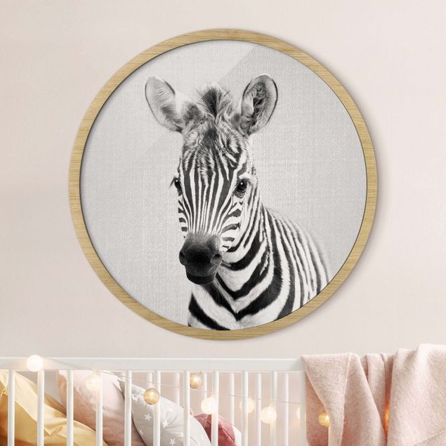 schwarz-weiß Bilder mit Rahmen Baby Zebra Zoey Schwarz Weiß