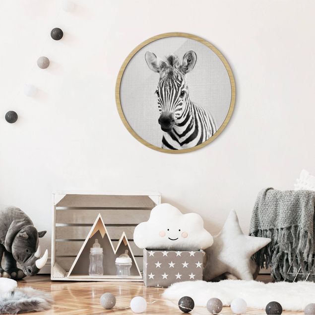 Tiere Bilder mit Rahmen Baby Zebra Zoey Schwarz Weiß