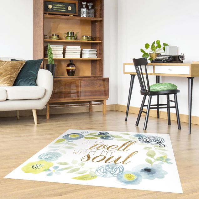 Teppich modern Blumenkranz mit Spruch - Soul