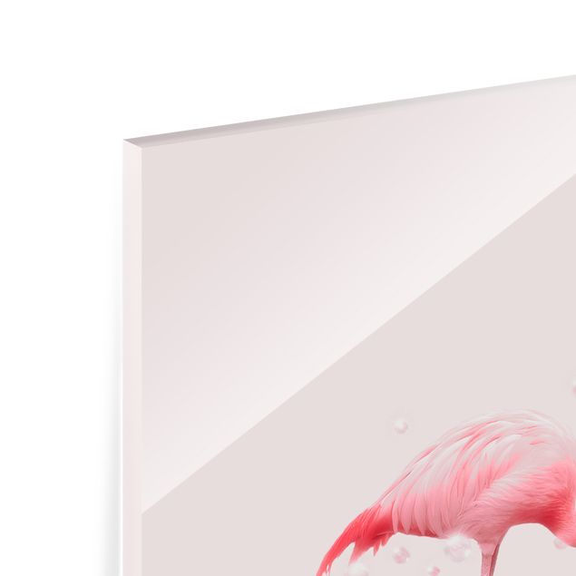 Glasbild - Badewannen Flamingo - Hochformat 2:3