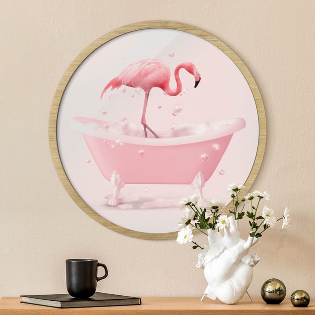 Moderne Bilder mit Rahmen Badewannen Flamingo