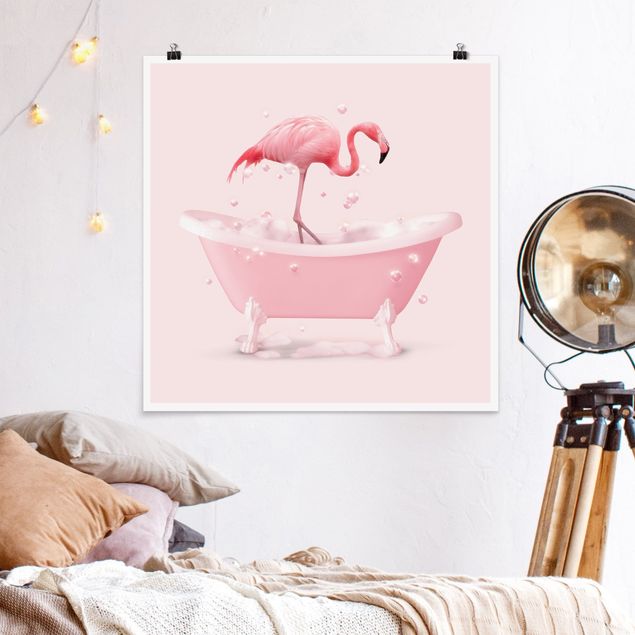 Wand Poster XXL Badewannen Flamingo