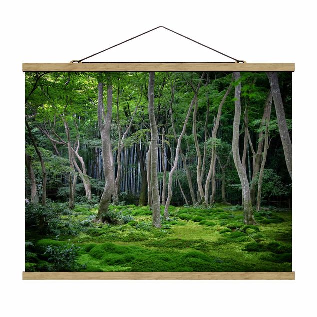 Stoffbild mit Posterleisten - Japanischer Wald - Querformat 4:3