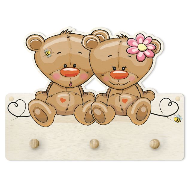 Kindergarderobe Holz - Bären Liebe