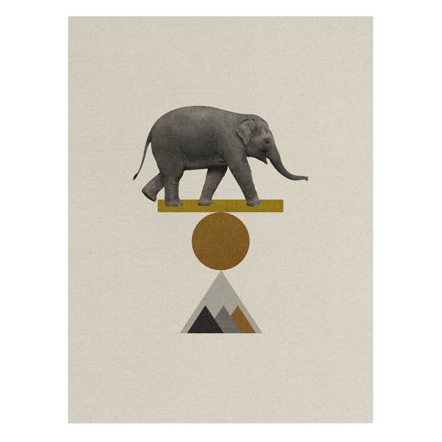 Leinwandbild Natur - Balancekunst Elefant - Hochformat 3:4