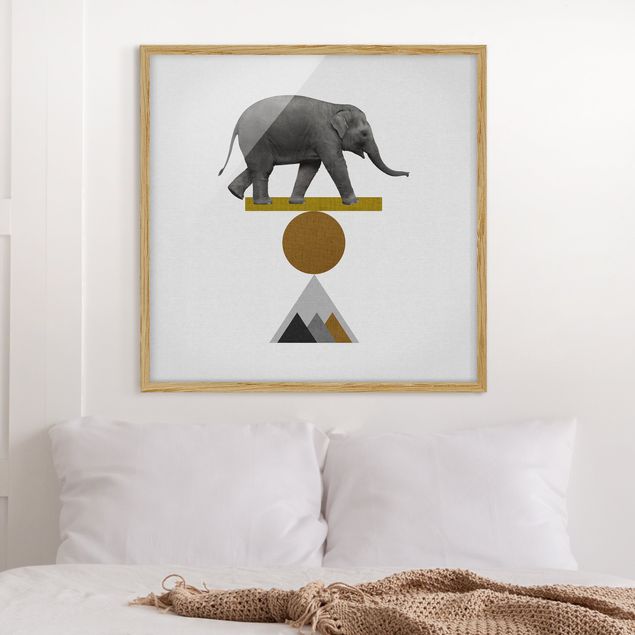 Moderne Bilder mit Rahmen Balancekunst Elefant