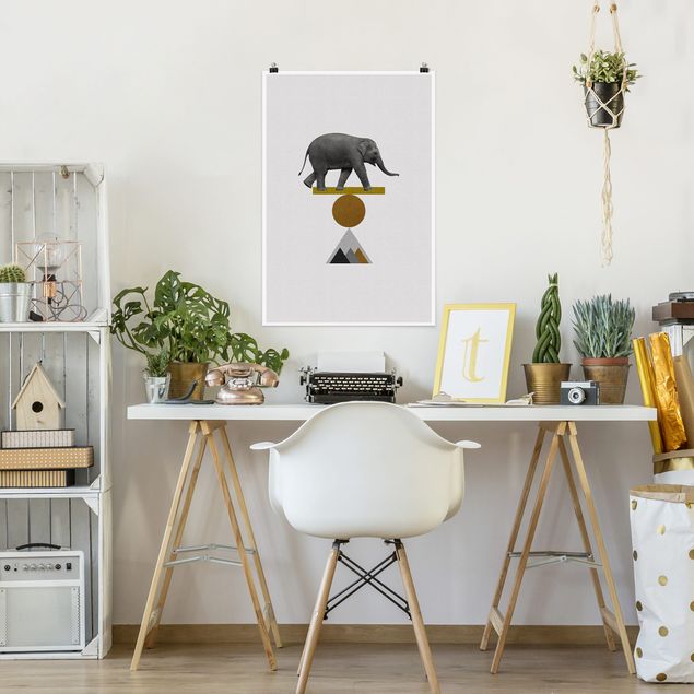 Moderne Poster Balancekunst Elefant