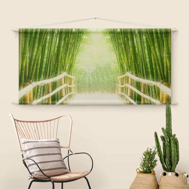 Wandbehang Stoffbild Bamboo Way
