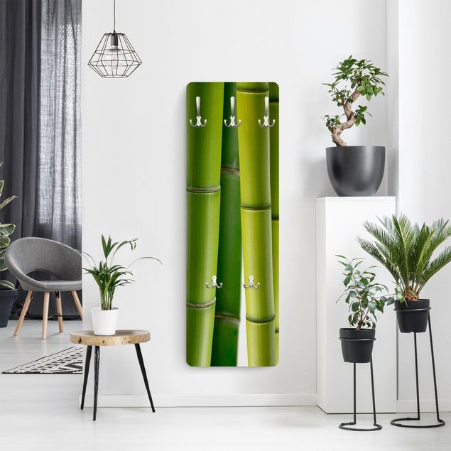 Wandgarderobe Holzoptik Bambuspflanzen