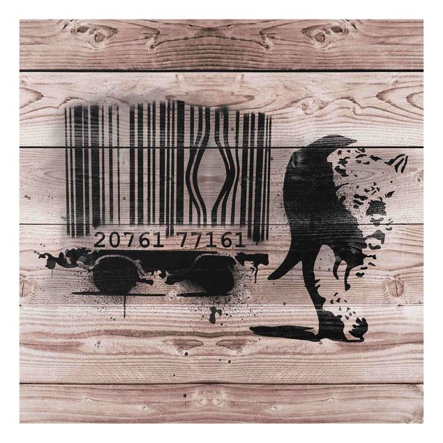 Glasbild - Barcode Leopard - Brandalised ft. Graffiti by Banksy - Quadrat