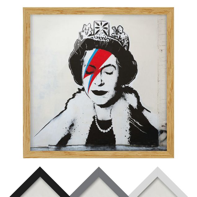 Bild mit Rahmen - Queen Lizzie Stardust - Brandalised ft. Graffiti by Banksy - Quadrat 1:1